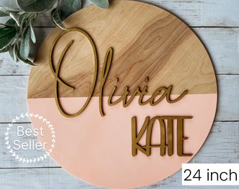 Girl Name Sign 24in, Wooden Name Sign, Nursery Name Sign Baby Name Sign Family Name Sign Custom Wood Name Sign Laser Cut Name Sign Crib Sign