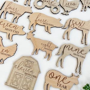 Farm Animal Theme Nursery Baby Milestone Cards  | Baby Shower Gift | Personalized Newborn Gift for New Mom