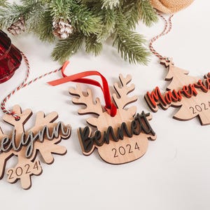 Custom Christmas Ornaments, Personalized Name Wooden Ornament, Custom Family Ornament, Customized Christmas 2024 Ornament, Christmas Gifts