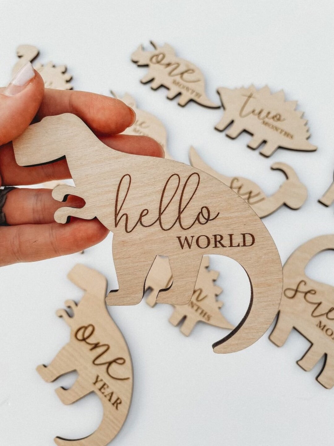 Wooden Monthly Milestone Dinosaur Signs for Baby Photos | Monthly ...