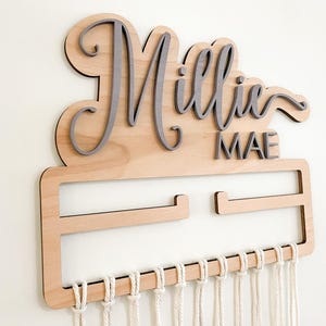 Bow Holder Nursery Decor, Macrame Bow Holder, Personalized Boho Hair Bow Organizer, Baby Girl Hair Accessories, Wall Hanging Bow Storage