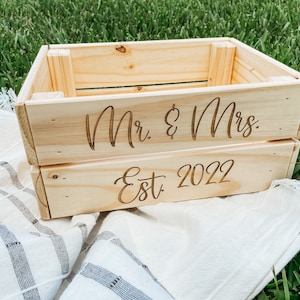Engraved Wooden Wedding Keepsake Card Box | Wedding Gift Box | Bridal Party Gift | Wedding Decorations Personalized Gift for Bridal Shower