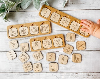 Movable Capital and lowercase Alphabet Letter Set | Montessori Materials | English Movable Letters for Homeschool Spelling Game