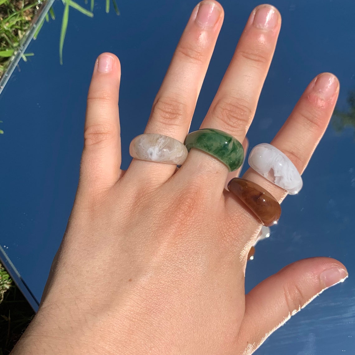 4pcs chunky stackable rings trending fashionable acrylic resin Etsy