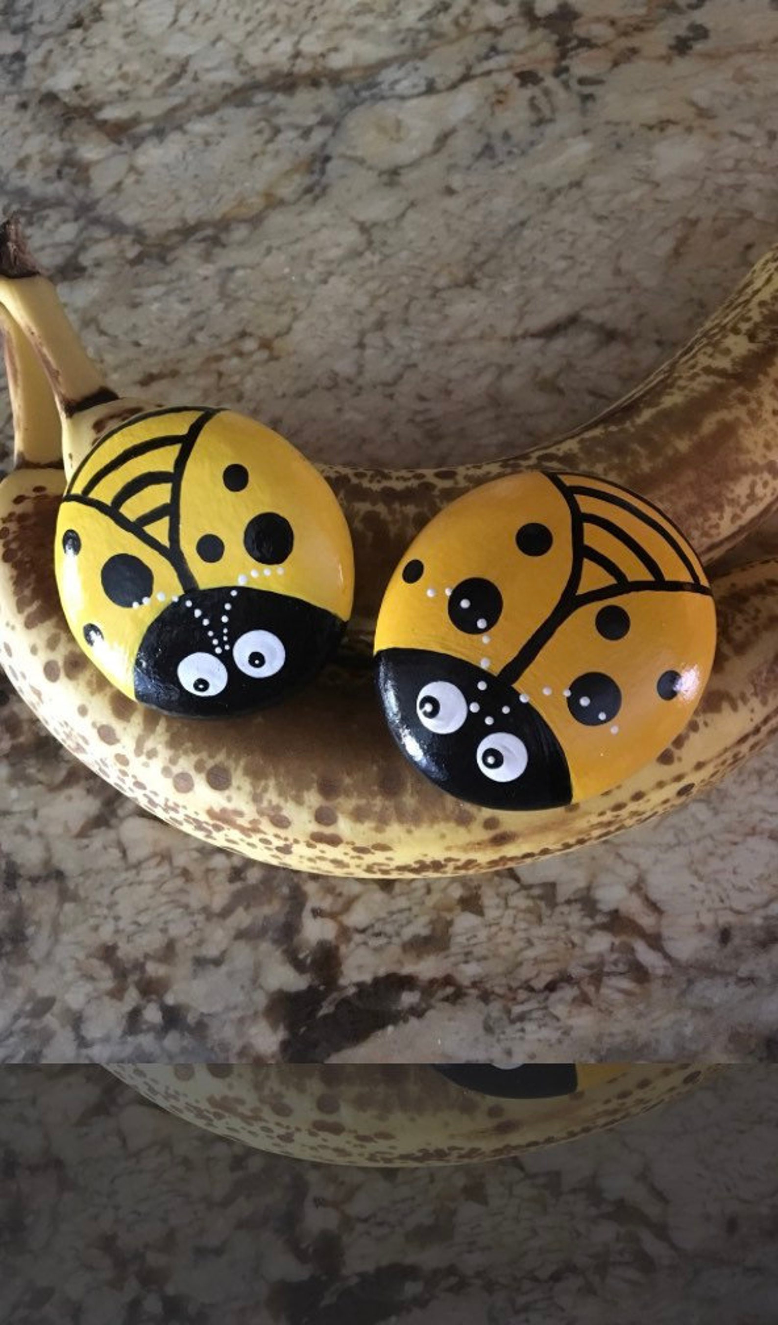 Hand Painted Yellow Ladybugs for Garden Decor Home Decor or Etsy