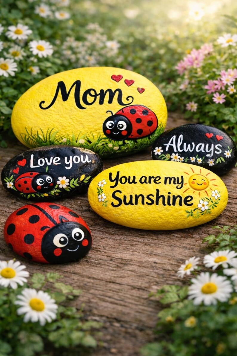 Mother’s Day Painted Rocks Set of 5 | Mom Gift Handmade | “you Are My ...