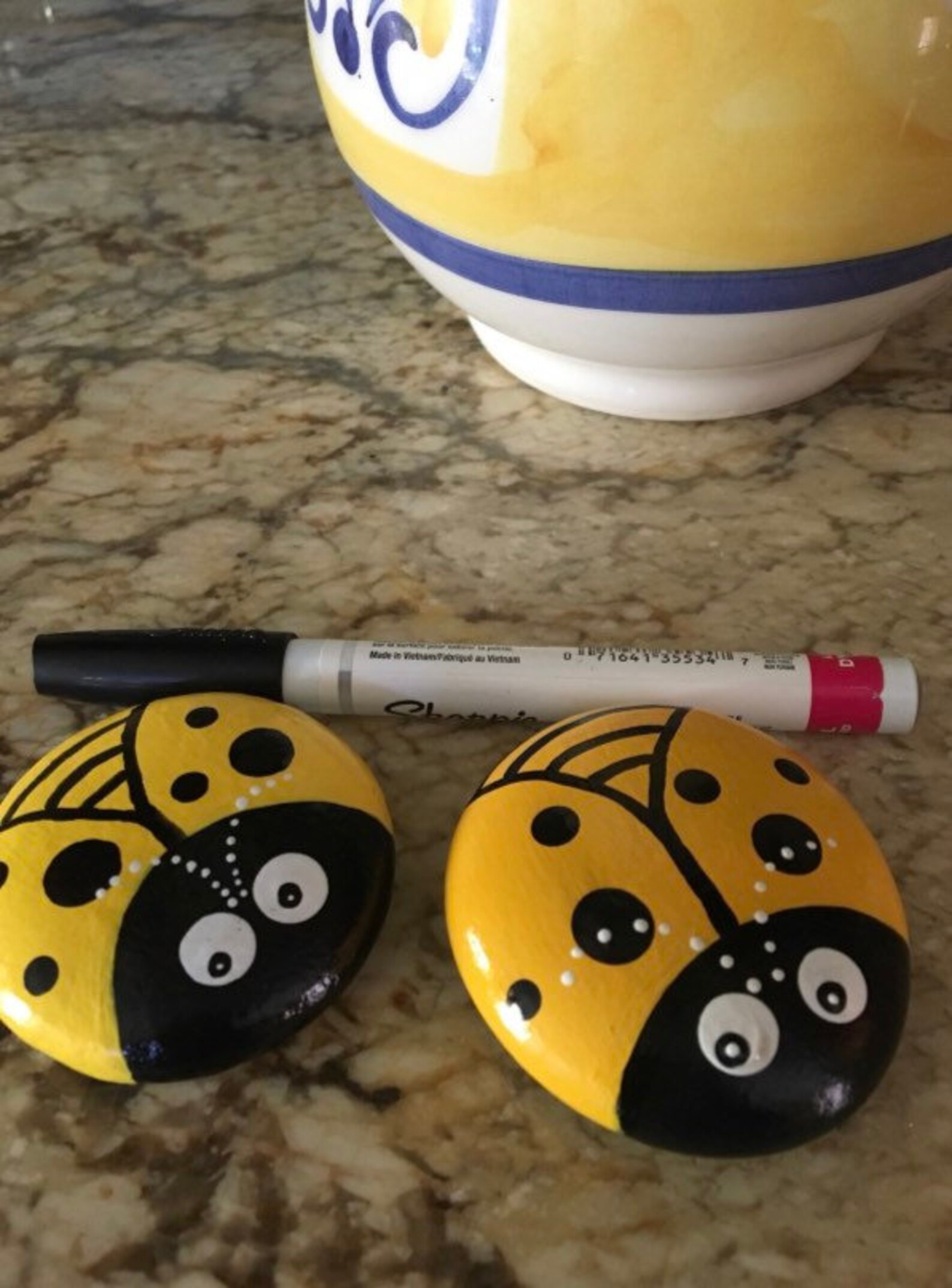 Hand Painted Yellow Ladybugs for Garden Decor Home Decor or Etsy
