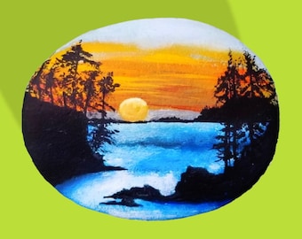 Hand painted Nature Scenery Painted Rock