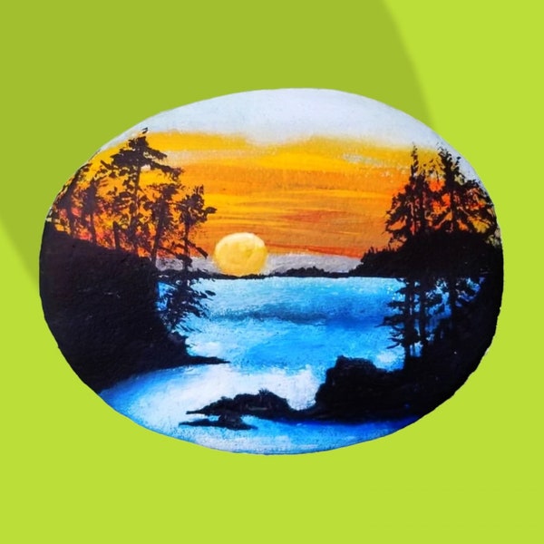 Hand painted Nature Scenery Painted Rock