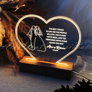 Night Light For Lesbian Wedding, Custom LGBT Sihouette Desk Lamp, Bedroom Acrylic Plaque Light, Gift For Her image 1