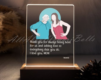 Custom Photo Night Light, Mom And Daughter Faceless Portrait Lamp, Bedroom Led Light, Sweet Mother’s Day Gift From Daughter