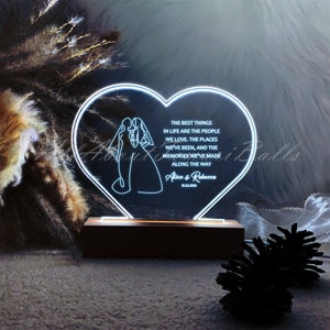 Night Light For Lesbian Wedding, Custom LGBT Sihouette Desk Lamp, Bedroom Acrylic Plaque Light, Gift For Her image 6