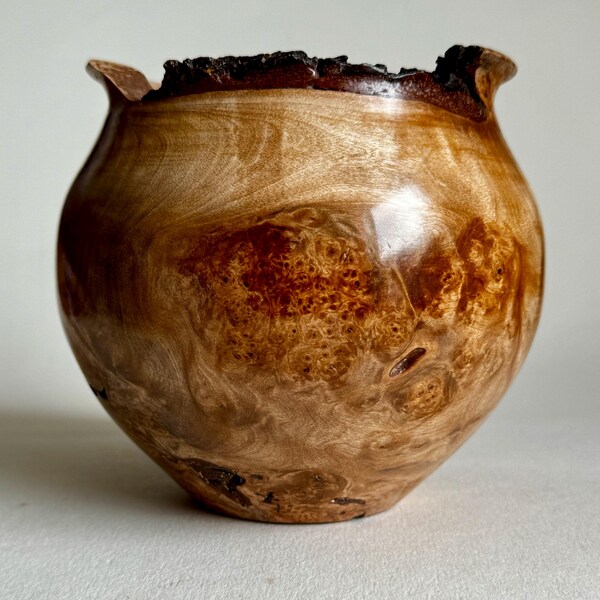 Decorative hand turned wooden bowl