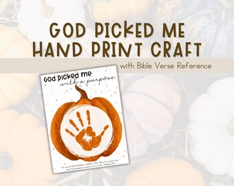 Herbst Basteln für Kinder | Gott Hand hat mich ausgewählt Kürbis Handabdruck Handwerk | Herbst Sonntag Schulhandwerk