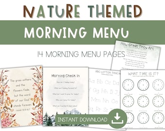 Nature Themed Morning Menu - Charlotte Mason Nature Morning Menu - Kindergarten Morning Menu - Nature Morning Basket - Morning Basket