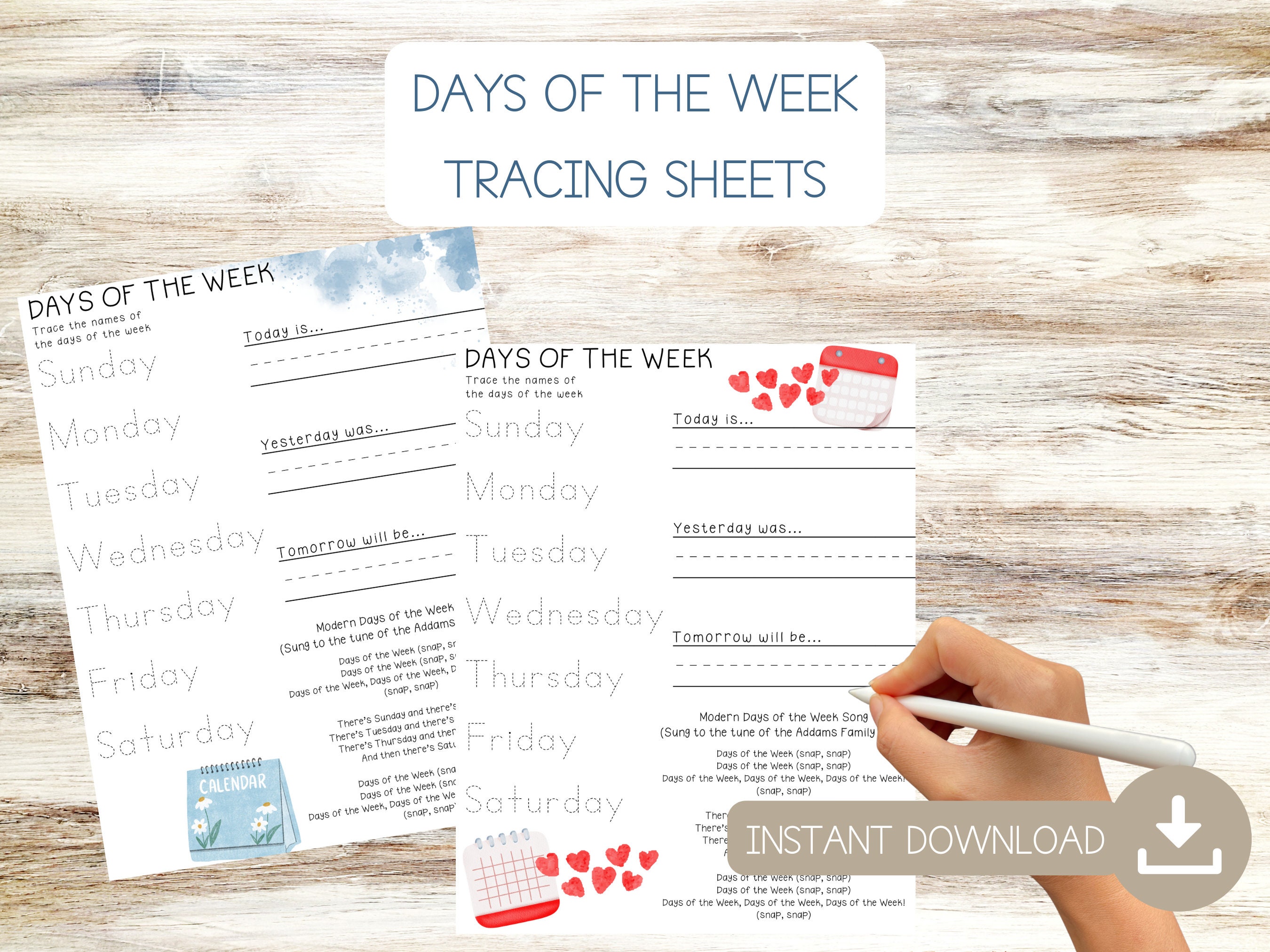 Days of the Week Worksheet - Tracing Sheets for Morning Menu ...
