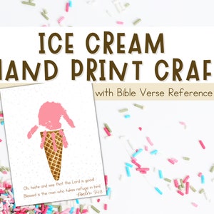 Ice Cream Handprint Craft - Ice Cream Bible Verse Summer Craft