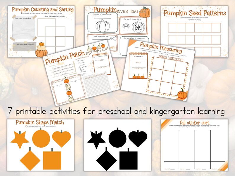 Pumpkin Themed Preschool Math Bundle Fall Math Worksheets image 2