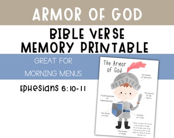 Wapenrusting van God Bijbelvers afdrukbaar - Morning Basket Printables - Wapenrusting van God Ridder Bijbelvers Geheugen - Efeziërs 6 voor ochtendmenu