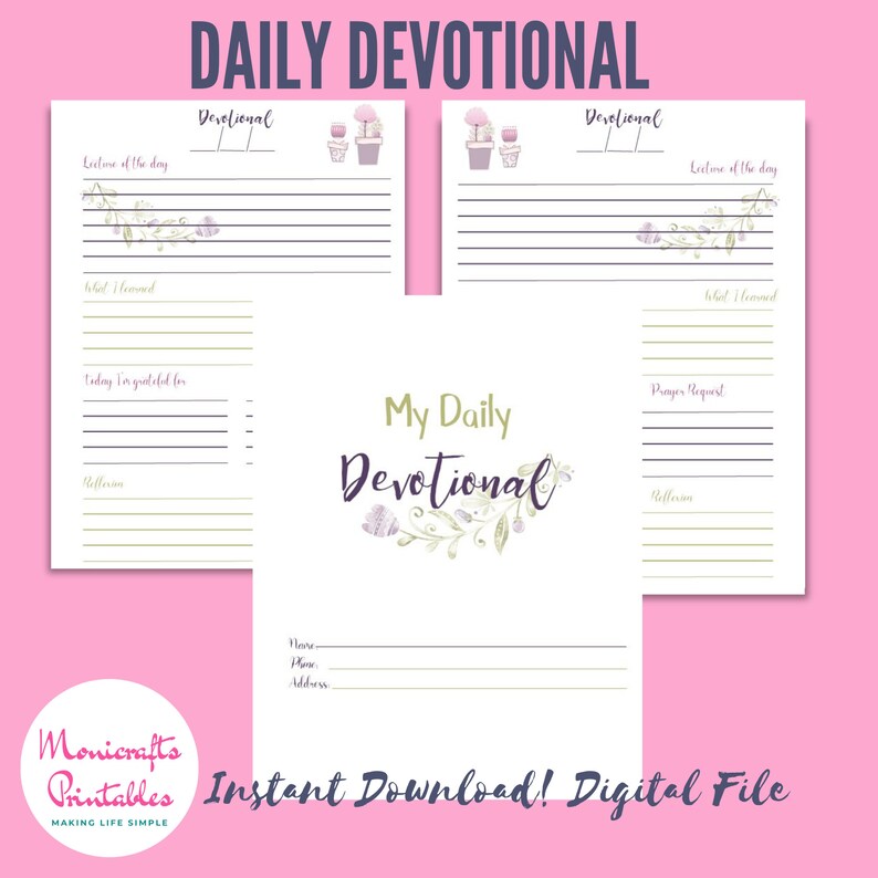 Daily Devotional Instant Download Printable Bible Etsy