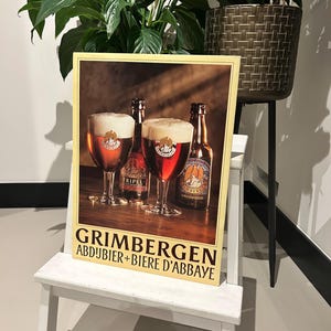 Vintage RARE 1988 Belgium Grimbergen Abbey Beer - Carton Bar Sign #2