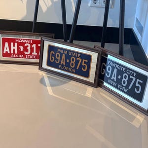 Vintage (Set of 3) Vintage American License Plate Mirrors – Hawaii, Florida, and New York!