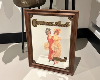 Espejo Lindt vintage de chocolate suizo de 1970, raro