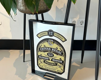 Piatto da portata Chivas Regal vintage anni '70 con specchio