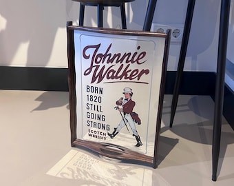Espejo para servir Johnnie Walker, estilo años 70.