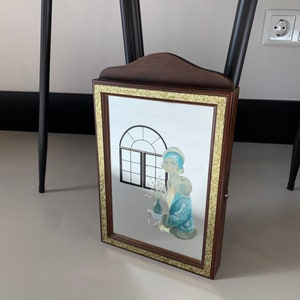 Vintage French 1980 Keyhouse Lady Window Mirror