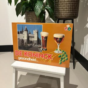 Vintage RARE 1986 Belgium De Koninck Beer - Carton Bar Sign