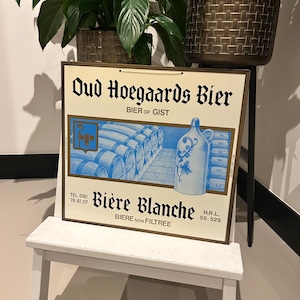 Vintage RARE 1988 Cerveza Hoegaarden - Letrero de barra de plástico