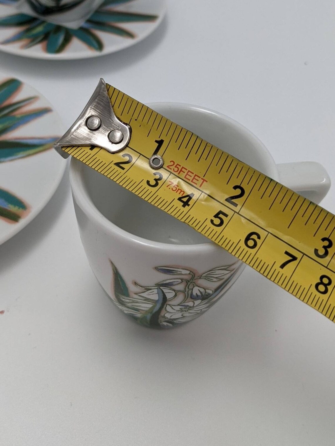 Floral Palm Nespresso Cups and Saucers Set of 2 100ml. Espresso Coffee