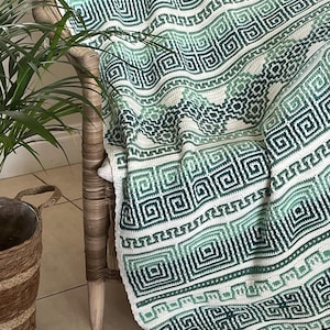 Greek Key Overlay Mosaic Crochet Afghan Pattern – Overlay Mosaic Blanket – Kalimera