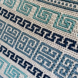 Artemis Mosaik Häkeldecke Tischset Tischläufer Griechische Schlüssel Thema in Englisch