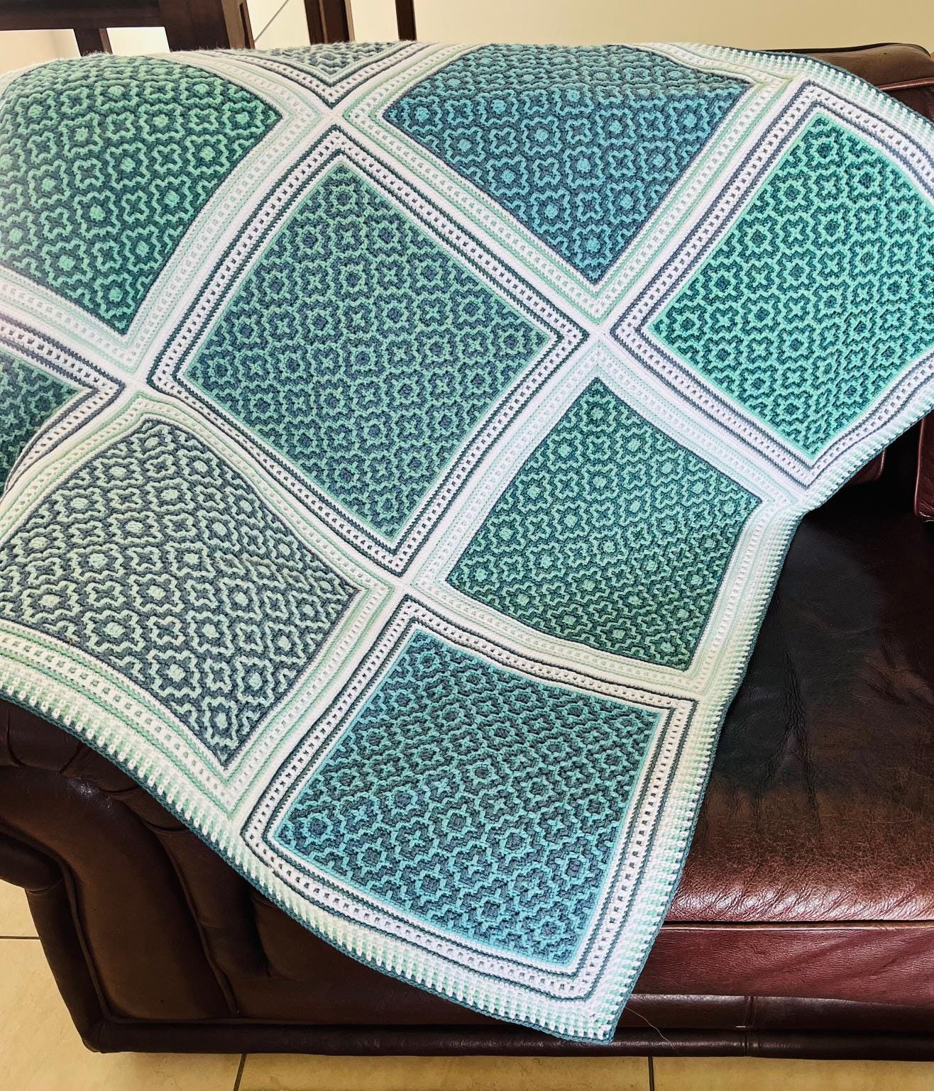Greek Key Overlay Mosaic Crochet Centre-out Blanket Pattern – Aegean ...