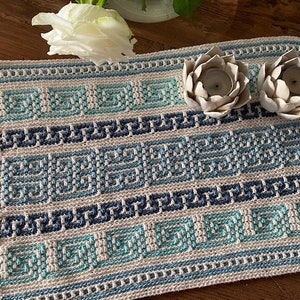 Artemis Mosaic Crochet Placemat Table Runner Pattern Greek Keys Theme