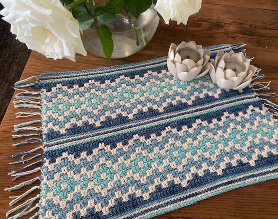 Go With the Flow Mosaic Crochet Placemat Runner Pattern - Etsy