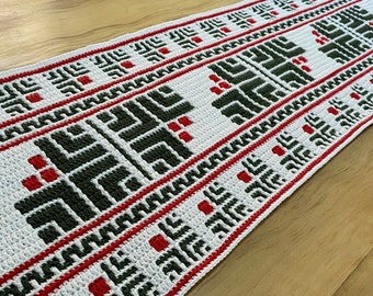 Abstract Holly Mosaic Crochet Pattern for Placemat or Table Runner ( Christmas )