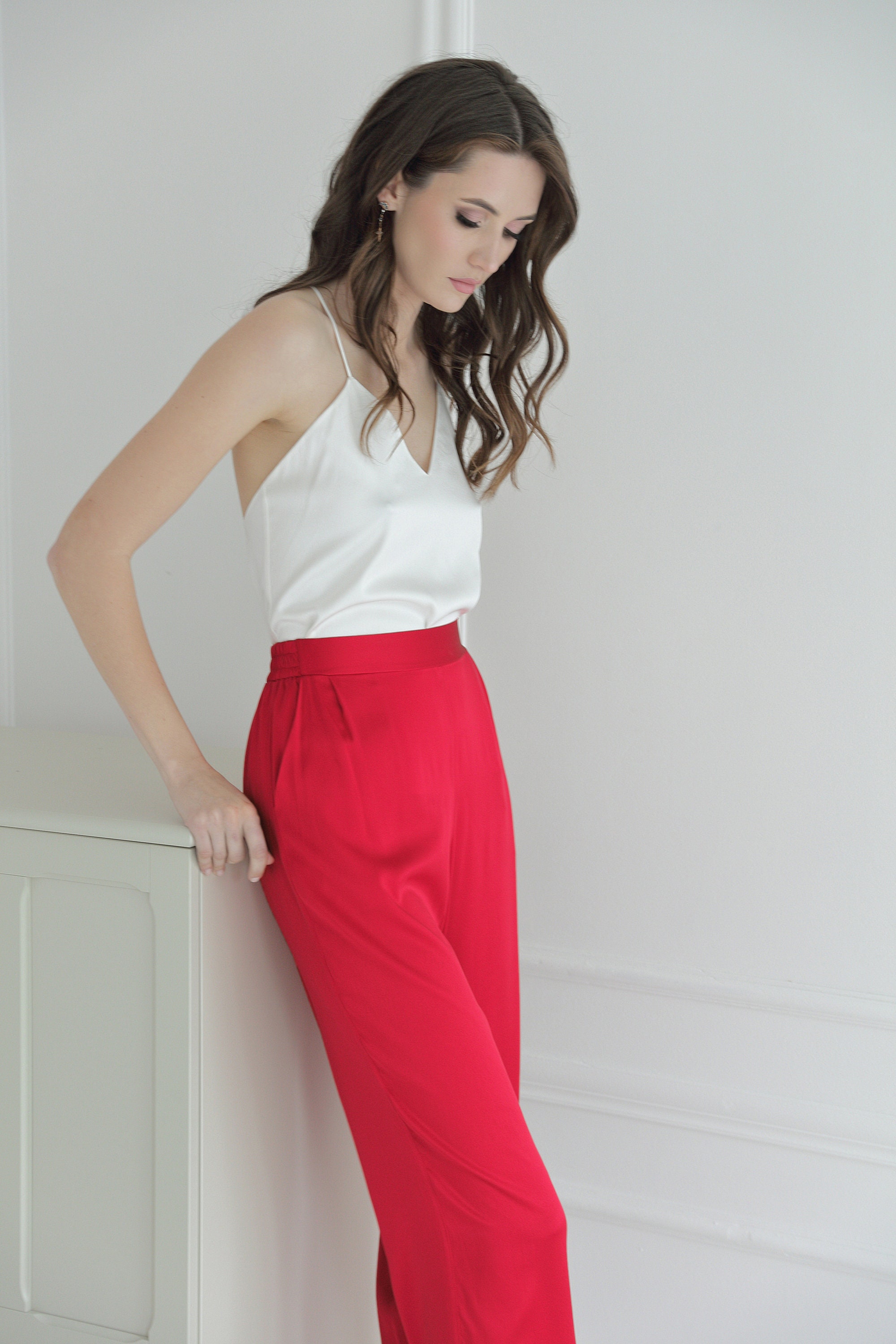 Natural pure white silk camisole/ Double layer silk cami top/ Etsy