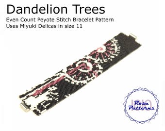 Dandelion Trees Peyote Bracelet (Miyuki Delicas Size 11 Even Count)