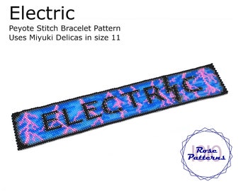 Patron Bracelet Peyote Electrique (Miyuki Delicas Taille 11 Compte Pair)