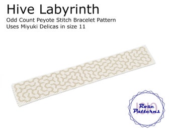 Hive Labyrinth Peyote Bracelet Pattern (Miyuki Delicas Size 11 Odd Count)