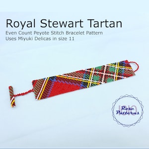 Royal Stewart Tartan Peyote Bracelet (Miyuki Delicas Size 11 Even Count)