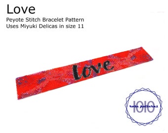 Love Peyote Armband Muster (Miyuki Delicas Size 11 Even Count)