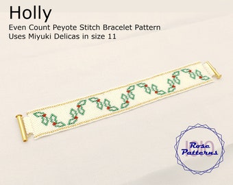 Holly Peyote Bracelet (Miyuki Delicas Size 11 Even Count)