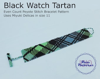 Black Watch Tartan Peyote Bracelet (Miyuki Delicas Size 11 Even Count)