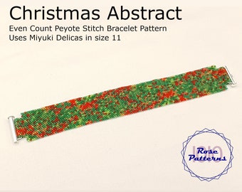 Christmas Abstract Peyote Bracelet (Miyuki Delicas Size 11 Even Count)