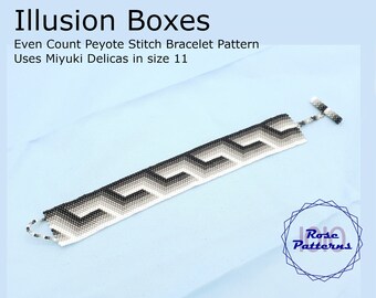 Illusion Boxes Peyote Armband (Miyuki Delicas Size 11 Even Count)