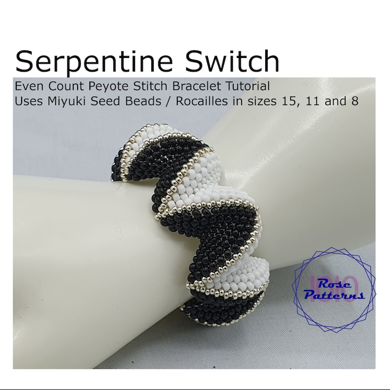 Tutoriel Bracelet Serpentine Switch Peyote Perles Miyuki Tailles 8, 11 et 15 Même Compte Peyote image 1